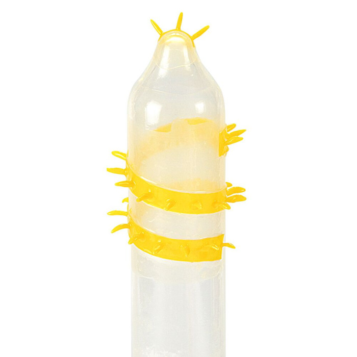 Насадка на член Recare Spike Condom Yellow (презерватив з вусиками та спіраллю шипів)