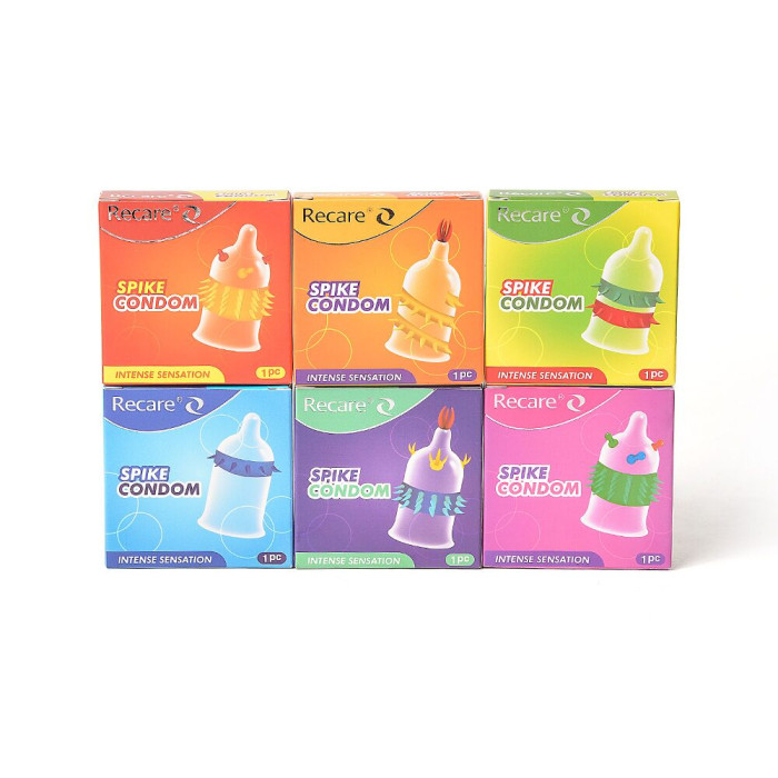 Насадка на член Recare Spike Condom Yellow (презерватив з вусиками та спіраллю шипів)