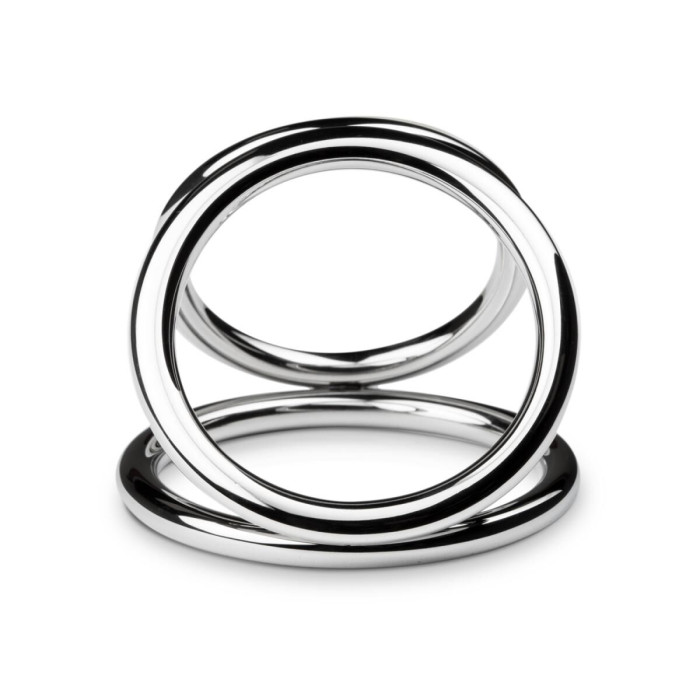 Тройное эрекционное кольцо Sinner Gear Unbendable — Triad Chamber Metal Cock and Ball Ring — Medium
