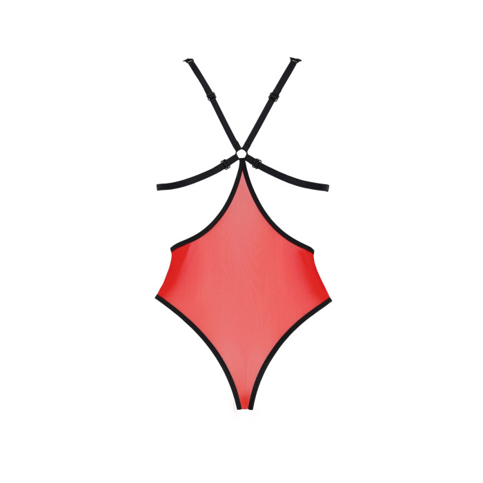 Полупрозрачное боди с кружевом Passion PEONIA BODY L/XL red