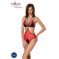 Полупрозрачное боди с кружевом Passion PEONIA BODY XXL/XXXL red