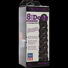Дилдо Doc Johnson CodeBlack - 8 Inch Raging Vac-U-Lock із стимулювальним рельєфом, діаметр 3,8 см