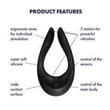Вибратор для пар Satisfyer Endless Joy Black, 3 независимых мотора, многофункциональный