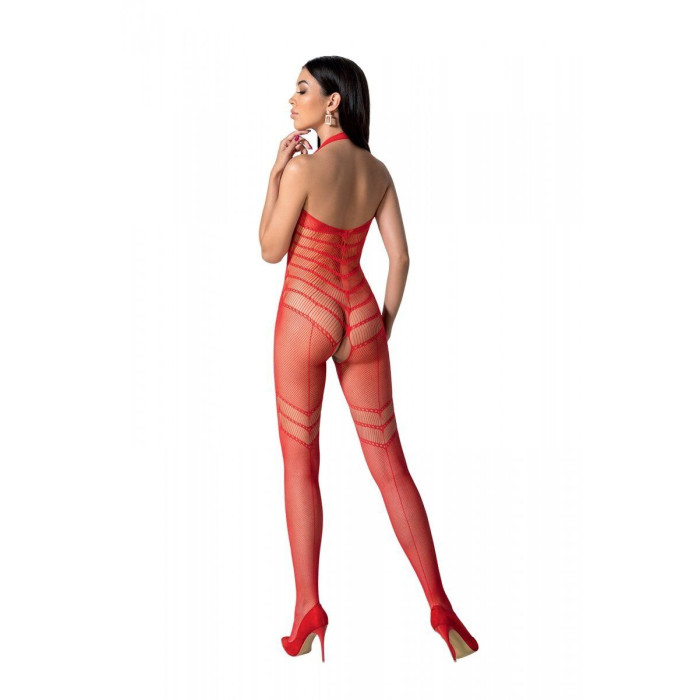 Бодистокинг с плетением на животике Passion BS100 One Size, red, декоративный шов, с доступом