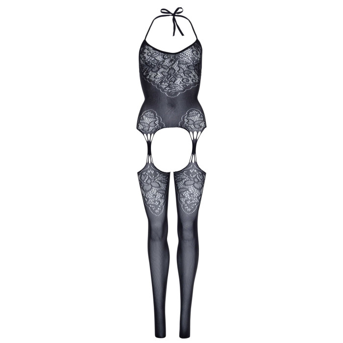 Эротический бодистокинг Leg Avenue Jacquard net Black, имитация чулок, открытый доступ, one size