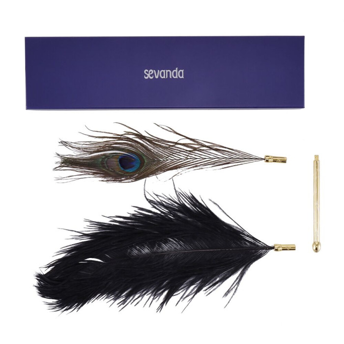 Щекоталка LOCKINK SEVANDA Natural Peacock Flirting Feather Tickler, перья павлина и страуса