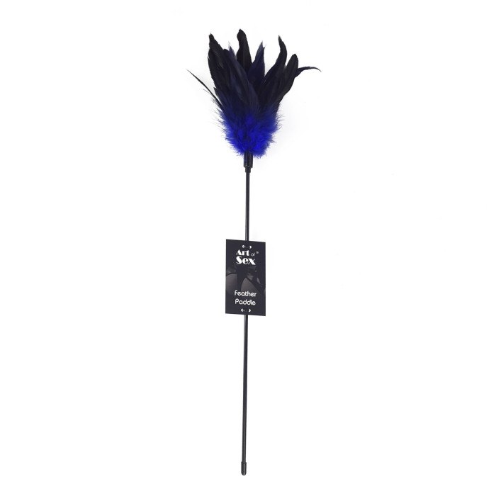 Щекоталка с пером петуха Art of Sex – Feather Paddle, синяя