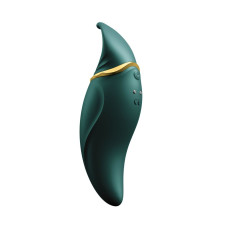 Вібратор 2в1 з язичком Zalo — Hero Jewel Green, кристал Swarovski