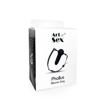 Кляп силиконовый с фаллоимитатором Art of Sex - Phallus, экокожа, черный