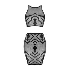 Еротичний напівпрозорий комплект Obsessive K101 top & skirt S/M/L, топ, спідниця