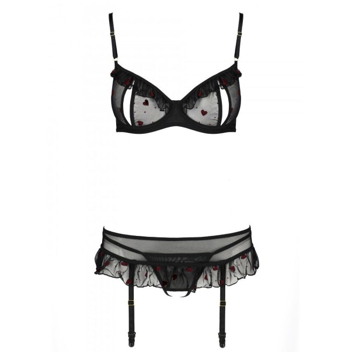 Сексуальный комплект с поясом для чулок Passion LOVELIA SET L/XL, black