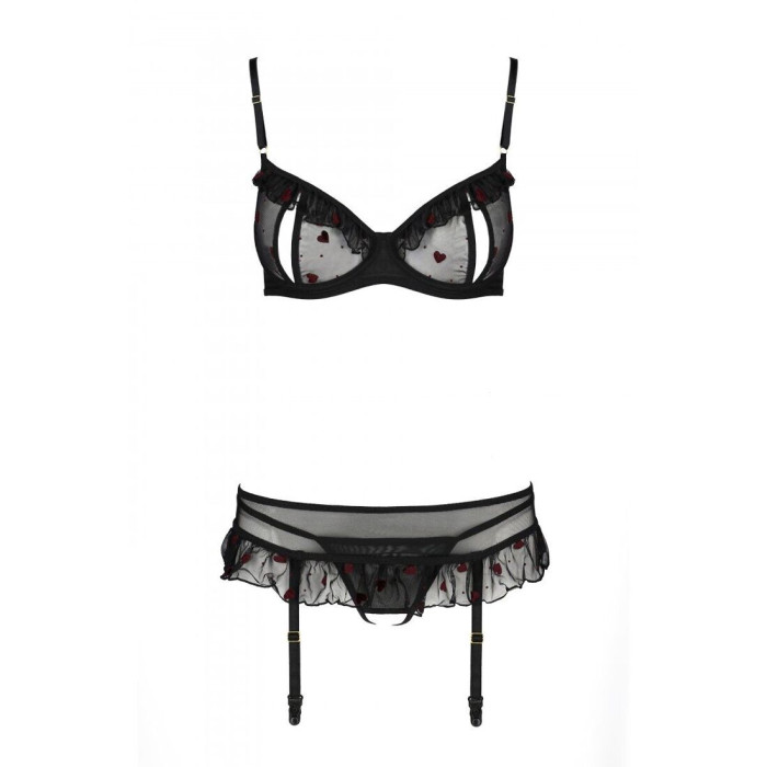 Сексуальный комплект с поясом для чулок Passion LOVELIA SET S/M, black