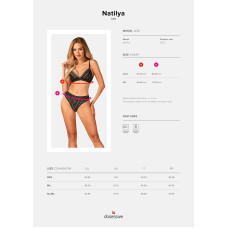 Комплект білизни Obsessive Natilya 2-pcs set XS/S, black, бюстгальтер, трусики