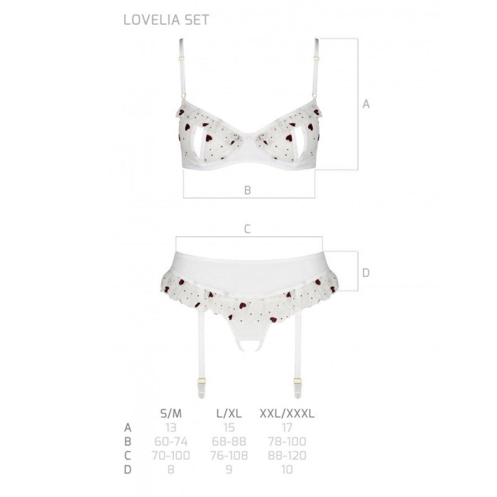 Сексуальный комплект с поясом для чулок Passion LOVELIA SET XXL/XXXL, white