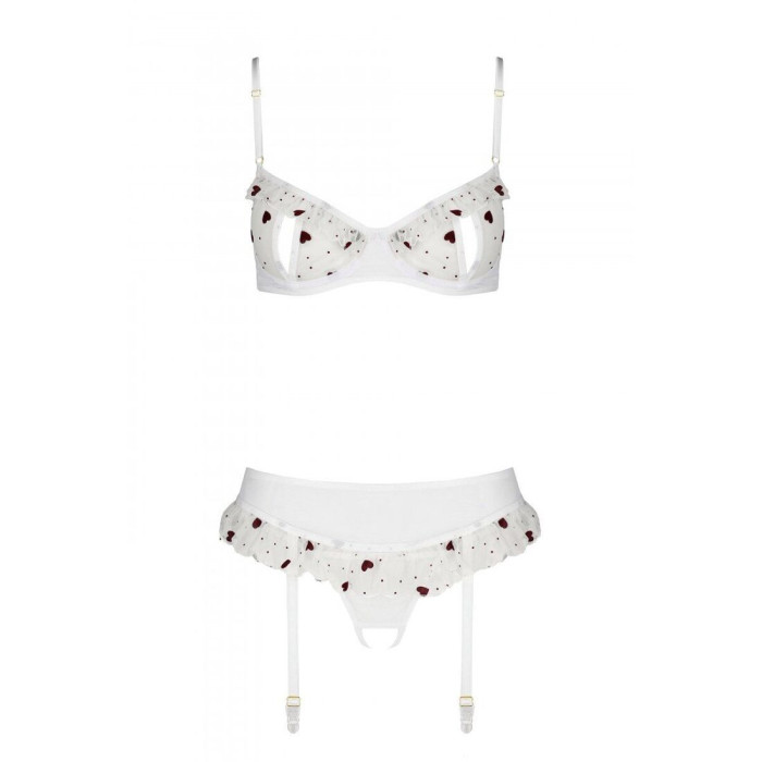 Сексуальный комплект с поясом для чулок Passion LOVELIA SET XXL/XXXL, white