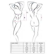 Корсет з пажами Passion JOLENE CORSET XXL/XXXL, black, трусики, напіввідчинені груди, напівпрозорий