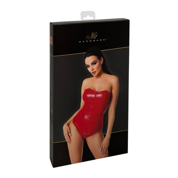 Корсет Noir Handmade F355 Red powerwetlook corset - L