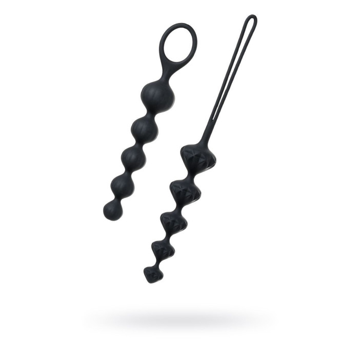 Набір анальних намистин Satisfyer Beads Black, силікон, макс. діаметр 3,3 см та 3,5 см