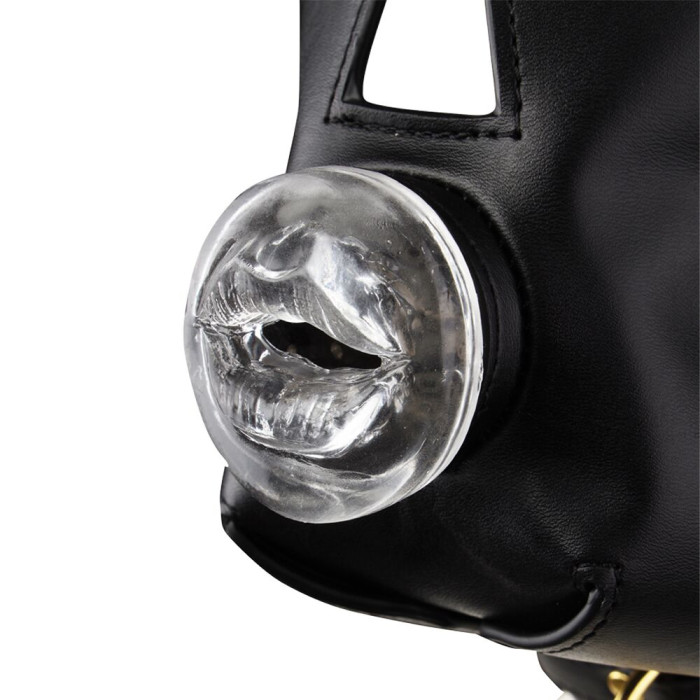 Маска-сбруя для минета с поводком LOCKINK SEVANDA Blowjob Head Muzzle with Leash, черная