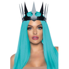 Корона злой королевы Leg Avenue Faux leather spiked crown Black, искусственная кожа, заклепки