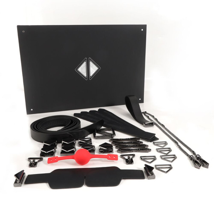 БДСМ-набор LOCKINK Bondage & Restraint Set, черный, натуральная кожа, фиксаторы, маска, кляп