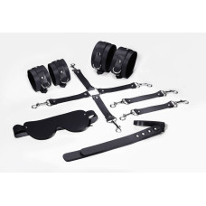 Набор Feral Feelings BDSM Kit 5 Black, наручники, поножи, крестовина, маска, паддл