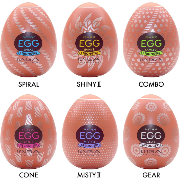 Набор мастурбаторов-яиц Tenga Egg Hard Boilded II Pack (6 яиц), плотный TPE, выпуклая текстура