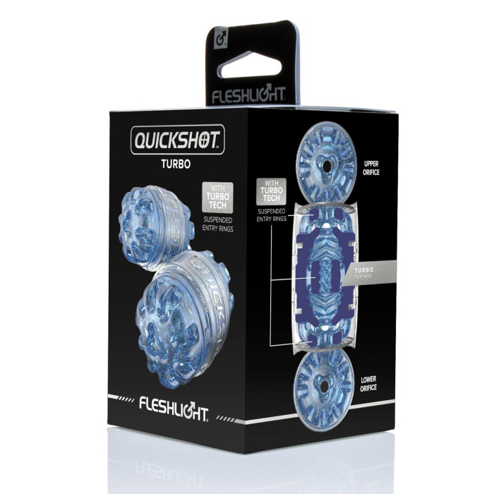Мастурбатор Fleshlight Quickshot Turbo Blue Ice, компактный, сквозной, подойдет для пар и минета