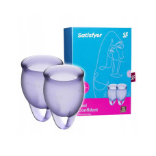 Набір менструальних чаш Satisfyer Feel Confident (lila), 15мл та 20мл, мішечок для зберігання