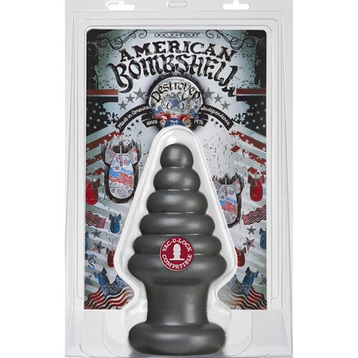 Анальная пробка для фистинга Doc Johnson American Bombshell Destroyer Gun Metal, диаметр 10,7см
