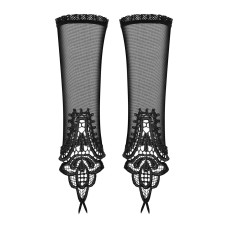 Сітчасті мітенки з мереживом Obsessive Luiza mittens One size, чорні