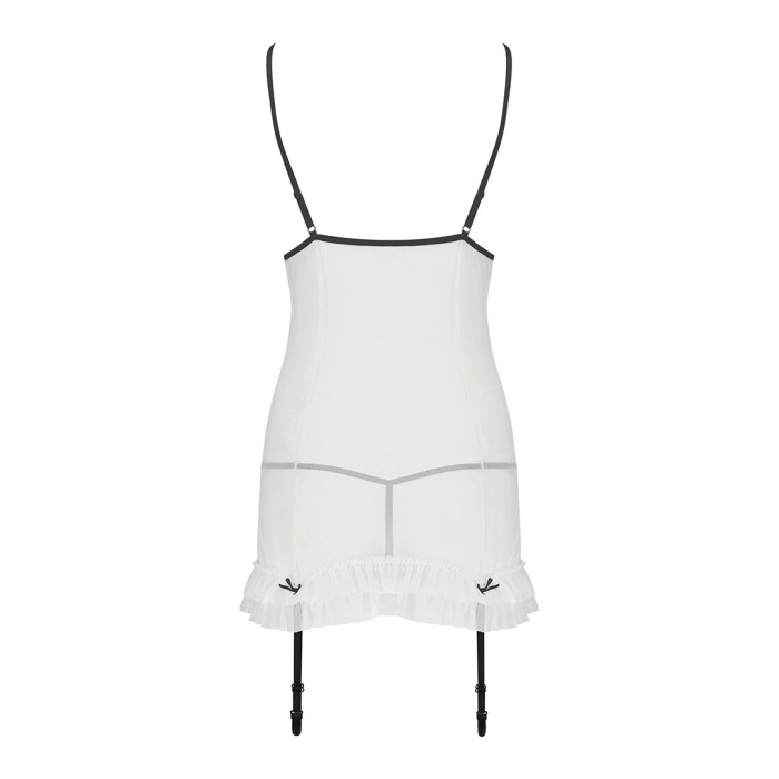 Сорочка прозрачная с пажами Passion ORIHIME CHEMISE XXL/XXXL, white, трусики, стрэпы