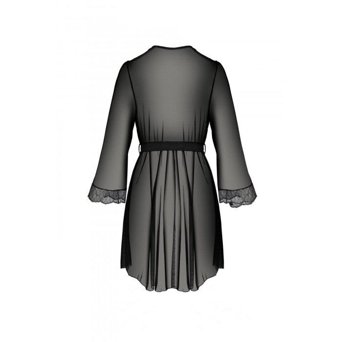 Пеньюар Passion AMBERLY PEIGNOIR black, S/M, пояс в комплекте