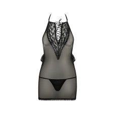Сорочка прозора приталена Passion Passion ERZA CHEMISE L/XL, black, трусики