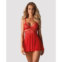 Бэби-долл Obsessive 838-BAB-3 babydoll & thong, L/XL, красный, кружевной лиф, стринги в комплекте