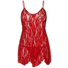 Пеньюар Leg Avenue Rose Lace Flair Chemise Red Plus Size