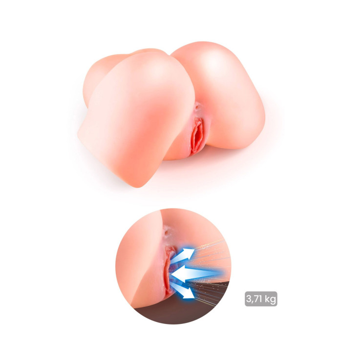 Сосущая вагина-мастурбатор Real Body Real Nina, вагина и анус, с вибрацией и звуком