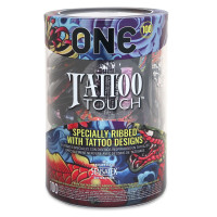 Набор презервативов ONE Tattoo Touch, 100 шт, с рельефом в виде тату, 3 разновидности, упаковка-тубус