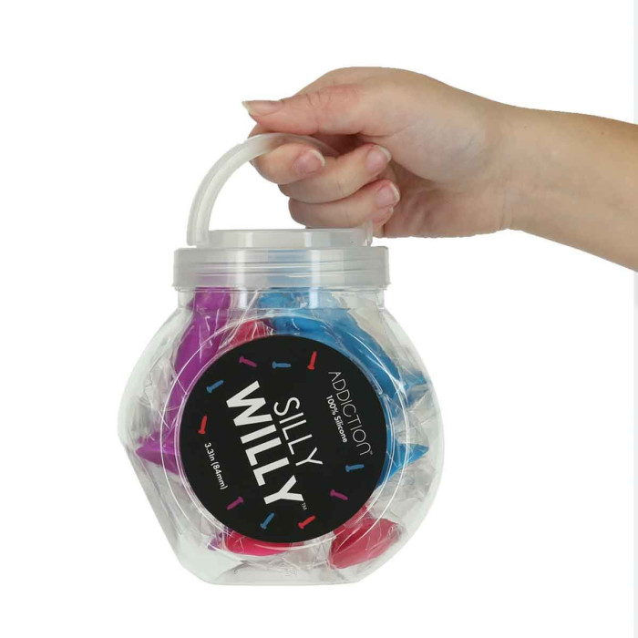 Набор фаллоимитаторов ADDICTION Silly Willy 3.3” Silicone Dildo, 3 цвета, 12 шт