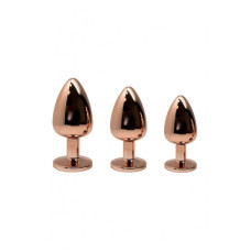 Металева анальна пробка Wooomy Tralalo Rose Gold Metal Plug Magenta M, діаметр 3,4 см, довжина 8 см