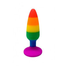 Силіконова анальна пробка Wooomy Hiperloo Silicone Rainbow Plug S, діаметр 2,4 см, довжина 9 см