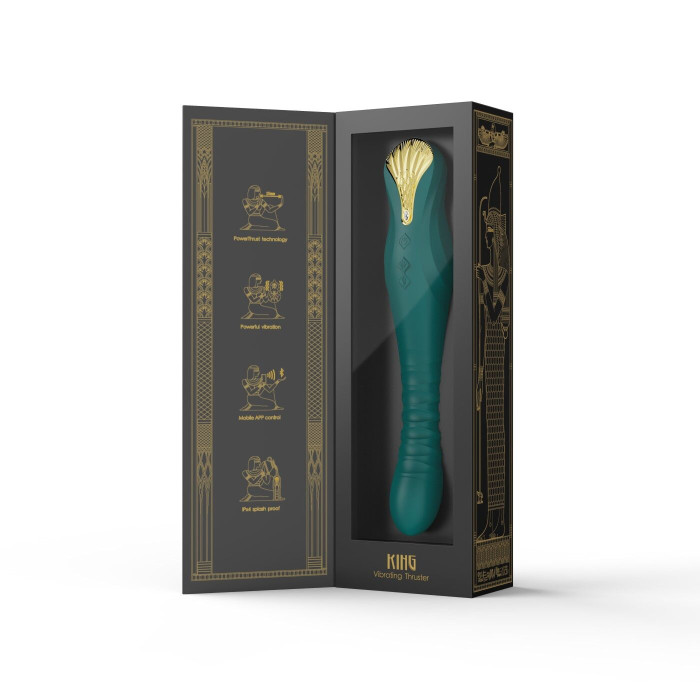 Смартвибратор-пульсатор Zalo — King Turquoise Green, кристалл Swarovski