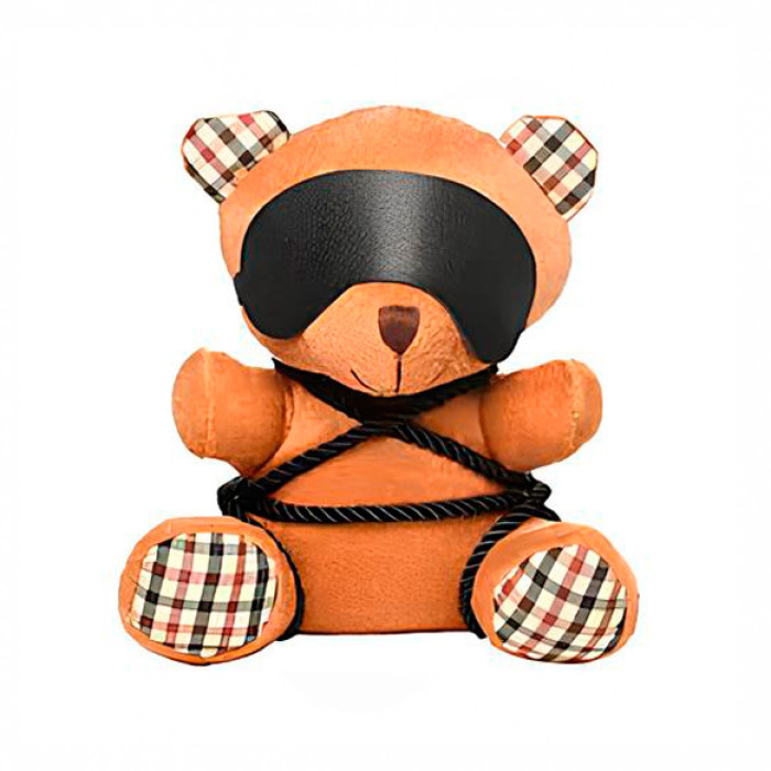 Плюшевый медвежонок ROPE Teddy Bear БДСМ в кожаной маске и обвязке, 22x16x12 см