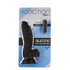 Фаллоимитатор ADDICTION Ben 7" Dildo With Balls Black, вибропуля в подарок