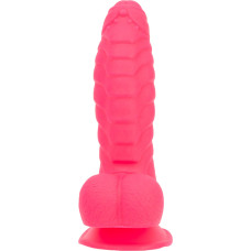 Ребристый фаллоимитатор на присоске ADDICTION — Tom 7″ Dildo With Balls — Pink, вибропуля в подарок