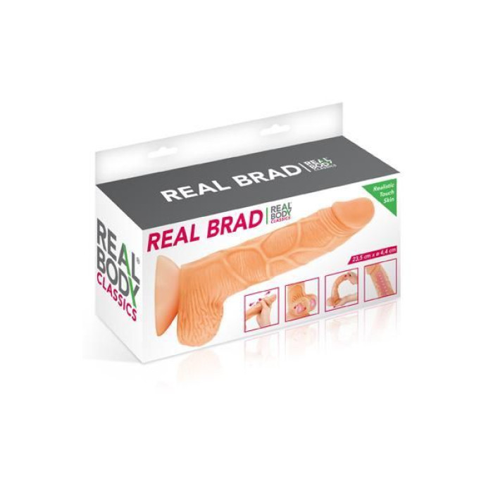 Фалоімітатор із рухомою крайньою плоттю Real Body — Real Brad, діаметр 4,5 см, TPE