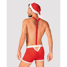 Мужской эротический костюм Санта-Клауса Obsessive Mr Claus S/M, боксеры на подтяжках, шапочка с помп