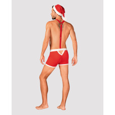 Мужской эротический костюм Санта-Клауса Obsessive Mr Claus S/M, боксеры на подтяжках, шапочка с помп