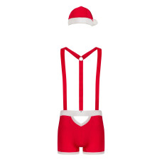 Мужской эротический костюм Санта-Клауса Obsessive Mr Claus S/M, боксеры на подтяжках, шапочка с помп