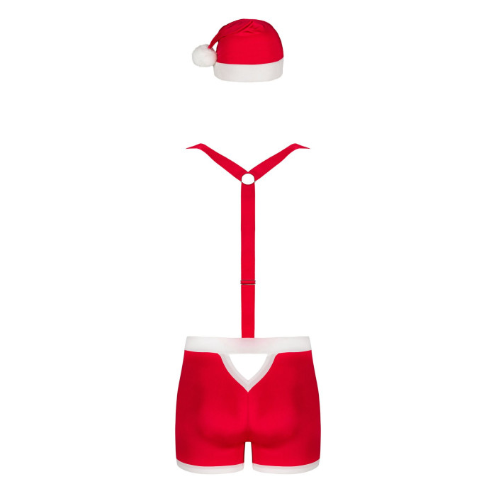 Мужской эротический костюм Санта-Клауса Obsessive Mr Claus S/M, боксеры на подтяжках, шапочка с помп